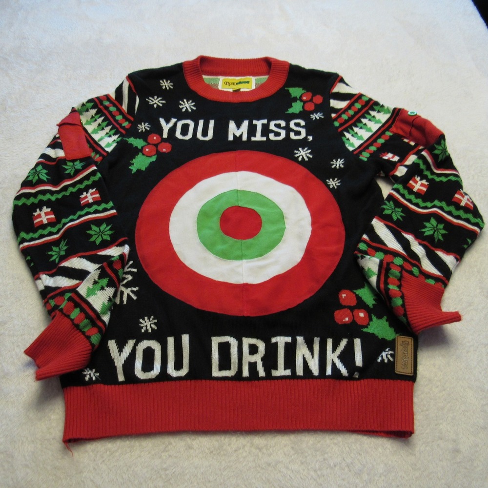 Tipsy Elves Drinking Game Sweater Mens M Black Interactive Target Holiday Party